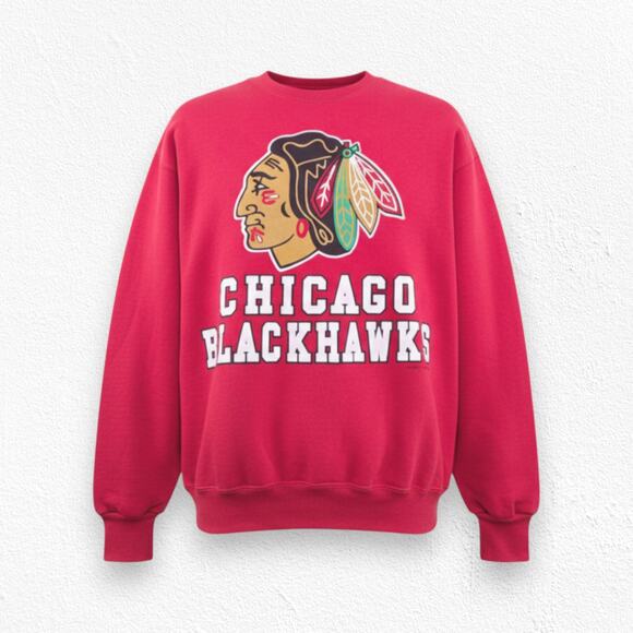 Vintage Other - Vintage 1991 Chicago Blackhawks Sweatshirt Logo 7 Red NHL Crewneck Medium USA